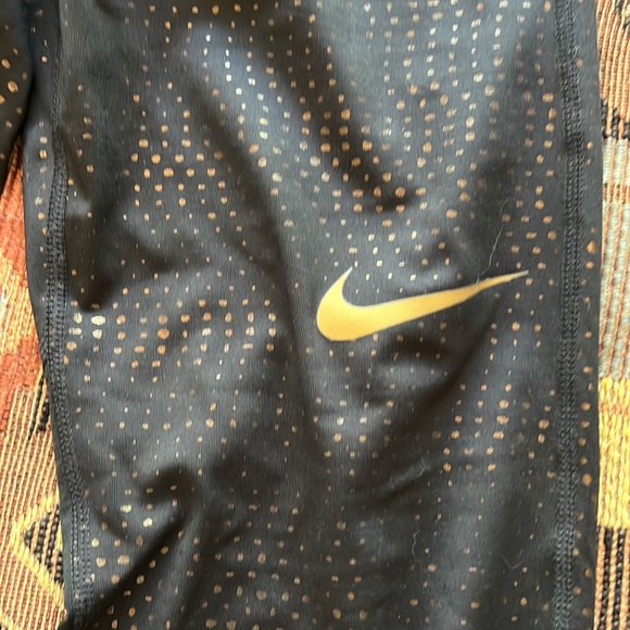 Nike Pro black with gold polka dots full length running tights. - Picture 3 of 7